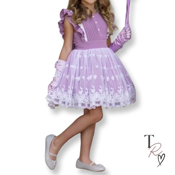 Makena Lane Other - Makena Lane Norah Lace & Tulle Purple Easter Party Dress & Bloomers Set Size 6
